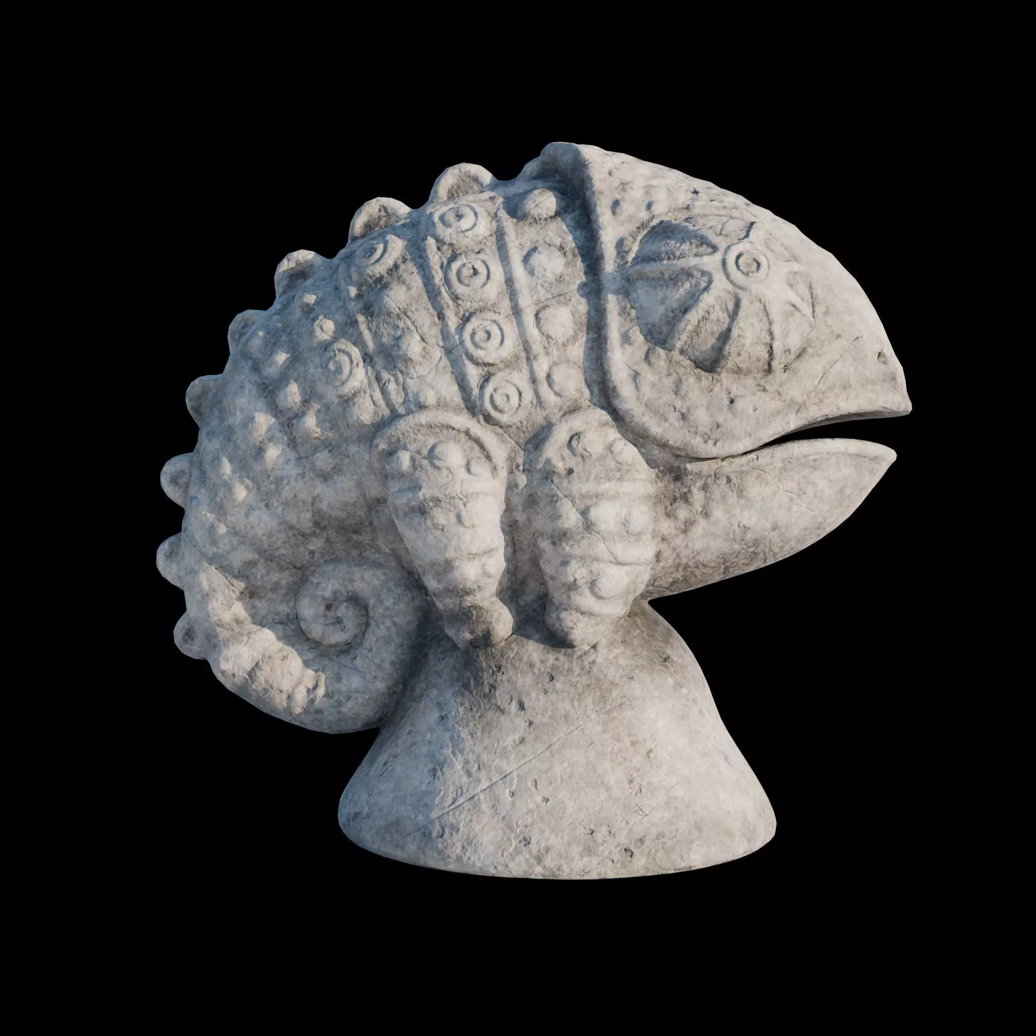 Stone Chameleon Statue Low-poly 3D model
