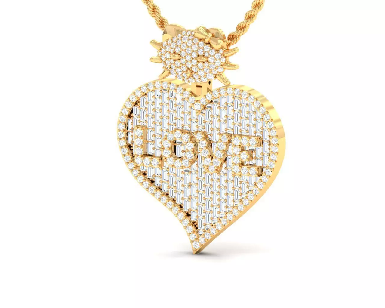 Hip Hop Hart Dimond Pendant 3D print model 3D print model