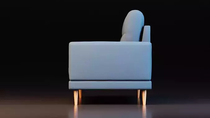 Contemporary Upholstered Lounge Sofa Low-poly 3D model 4
