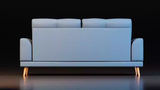 Contemporary Upholstered Lounge Sofa Low-poly 3D model 5