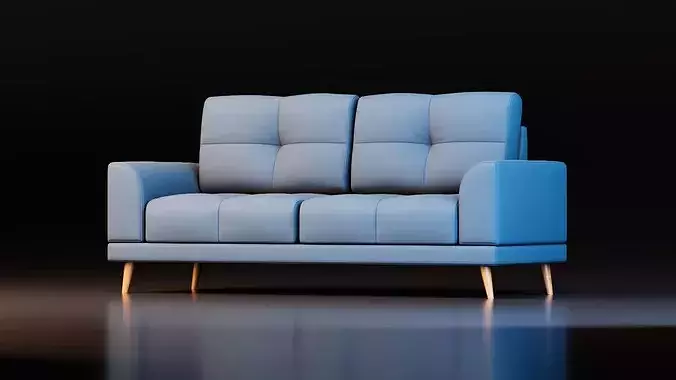 Contemporary Upholstered Lounge Sofa Low-poly 3D model 2