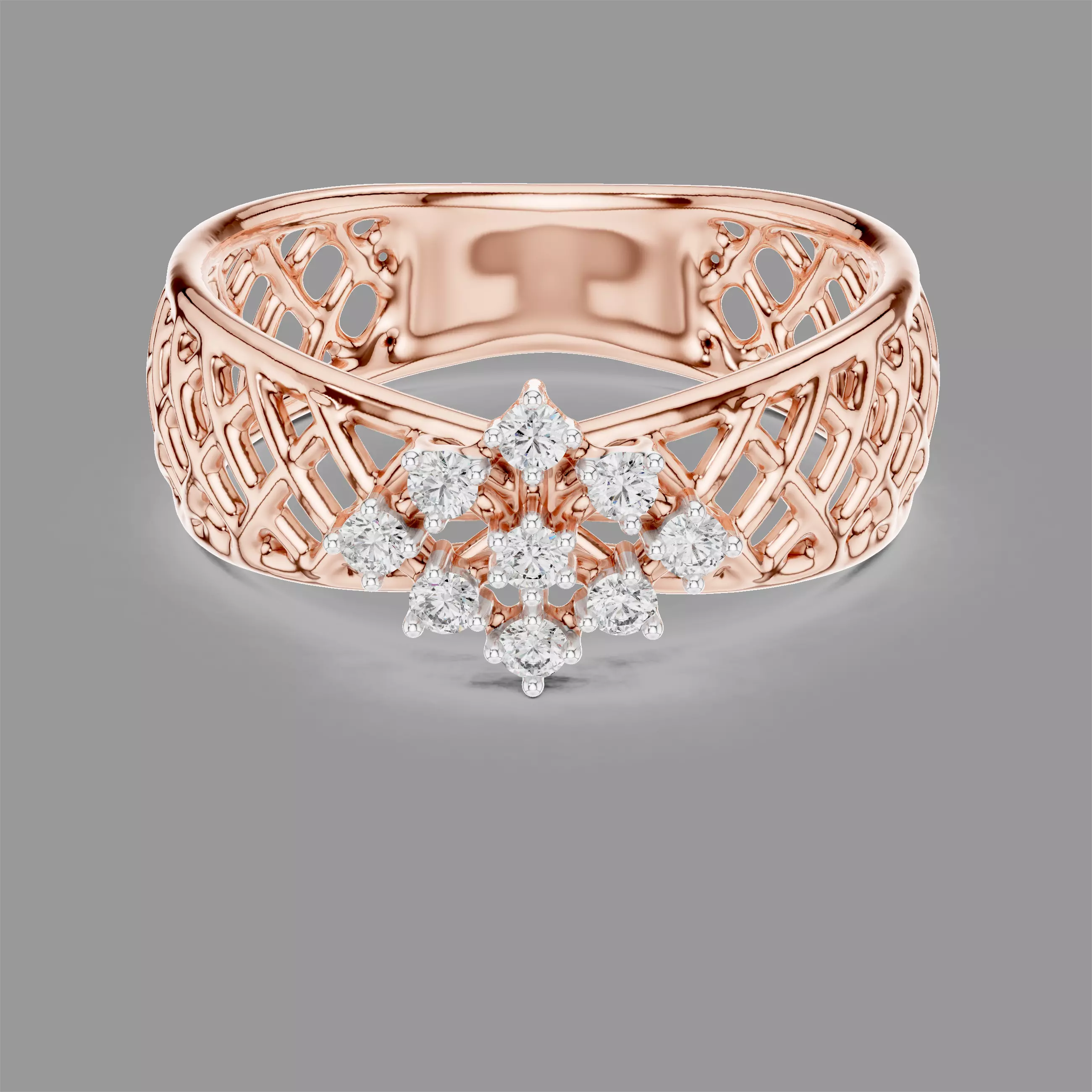 Wire mesh Flower Diamond Ring 3D print model