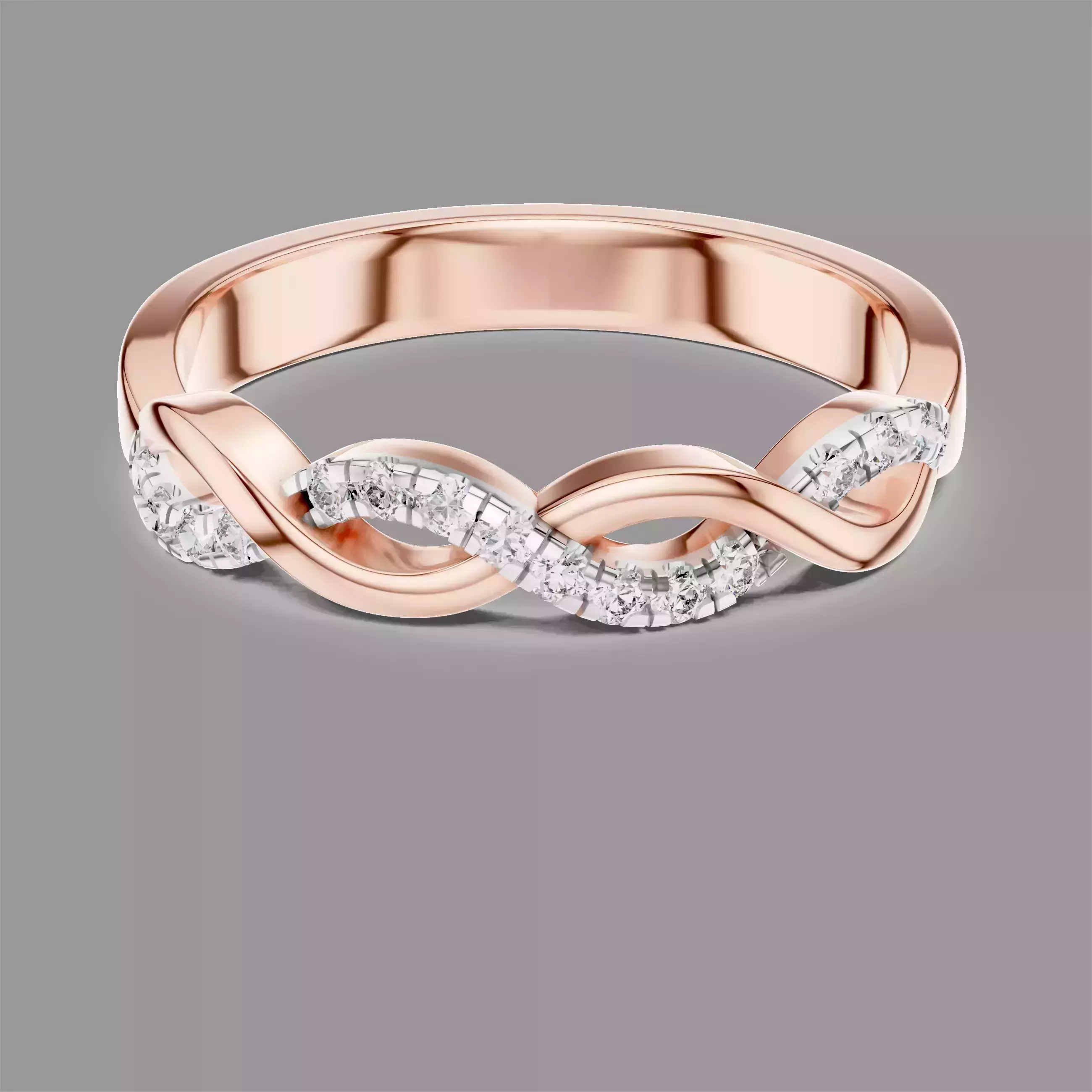 Light Twisted Band Diamond Ring 3D print model