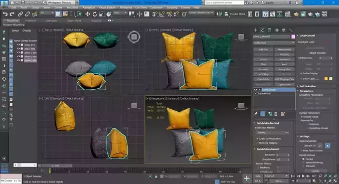 Decorative pillows set 568 3D model 7