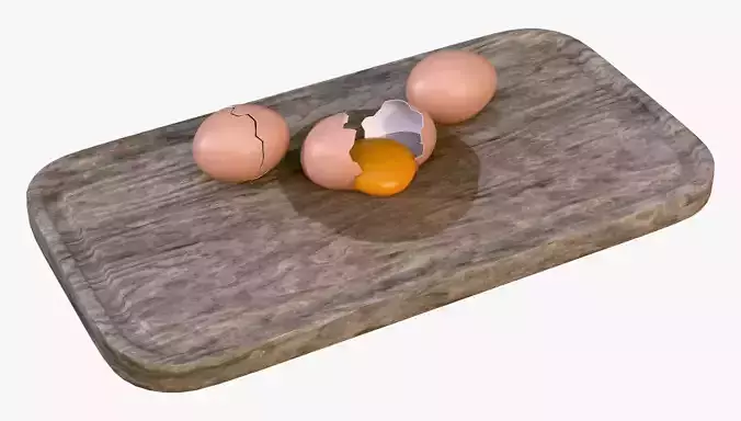 Egg on Cutting Board M1 3D model 6