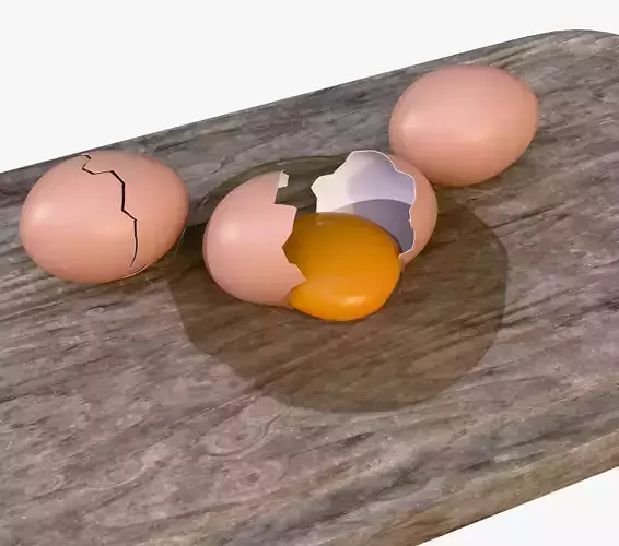 Egg on Cutting Board M1 3D model 3