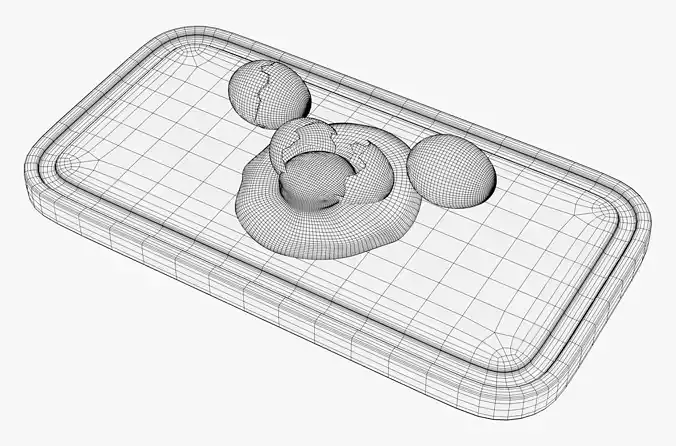 Egg on Cutting Board M1 3D model 7