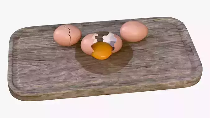 Egg on Cutting Board M1 3D model 2