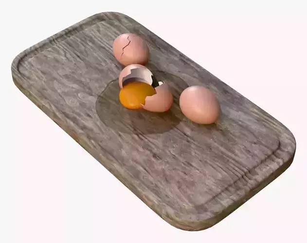 Egg on Cutting Board M1 3D model 5