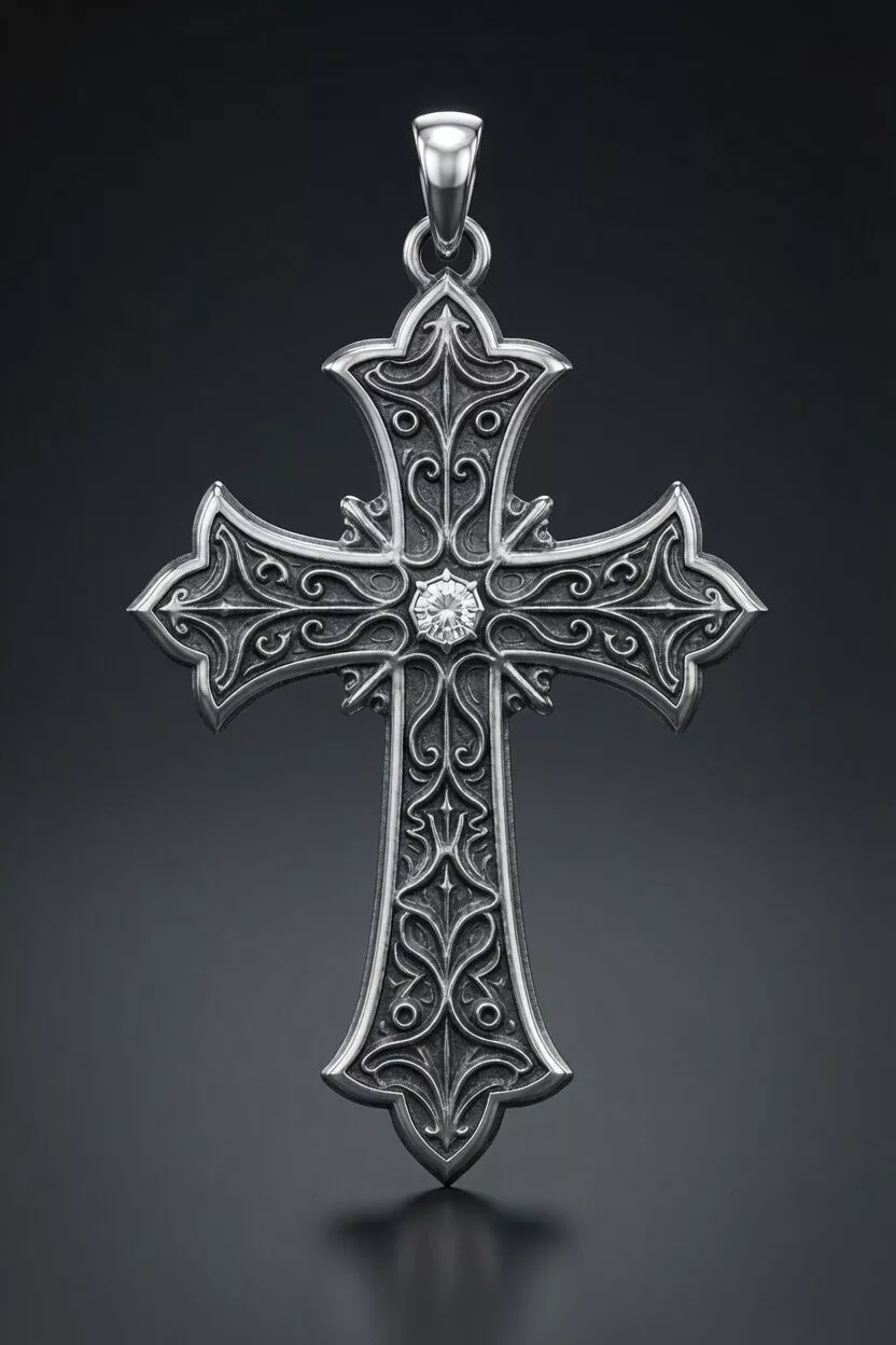 Ornate Gothic Cross Pendant 3D Printable Jewelry Model 3D print model