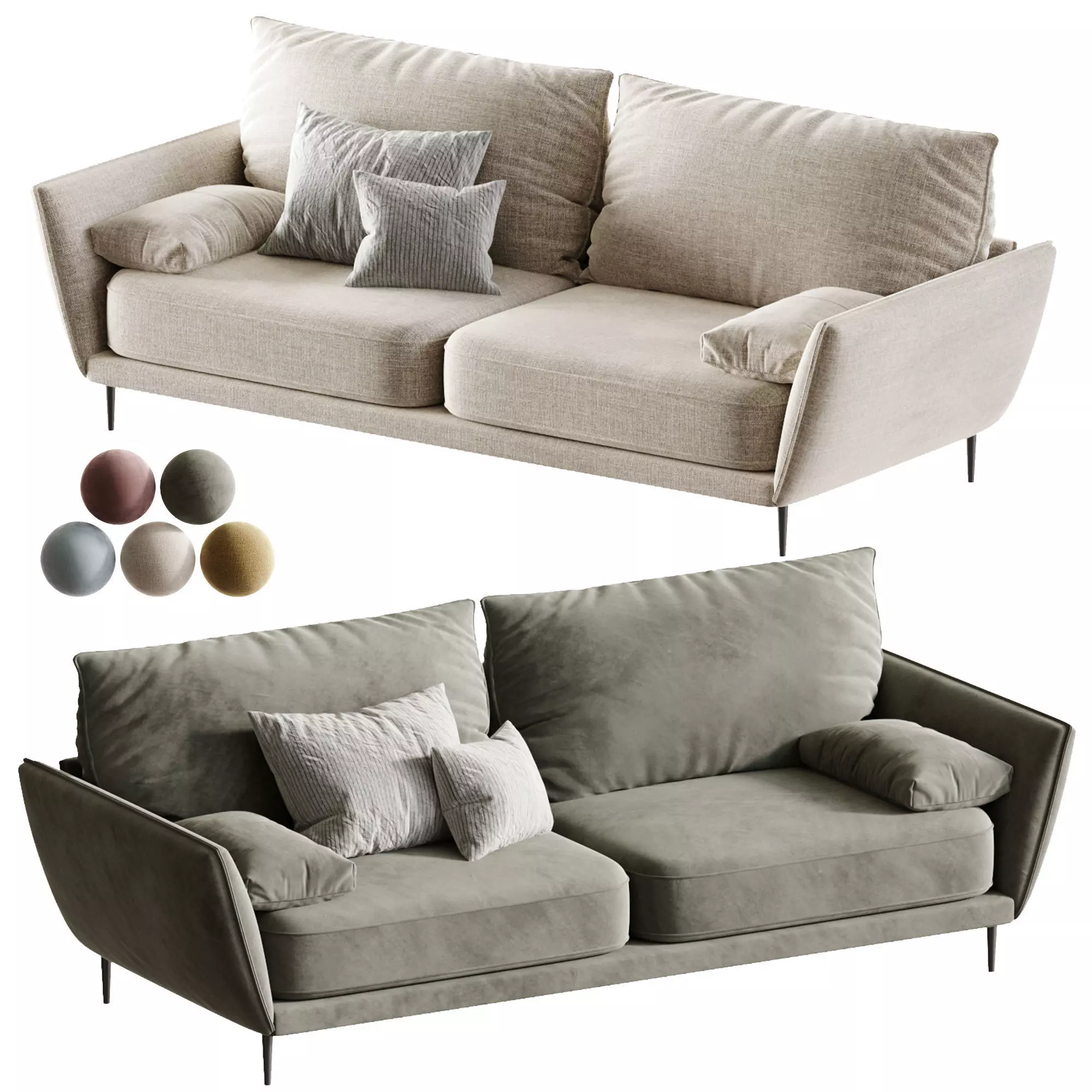 Shields straight sofa 3D model