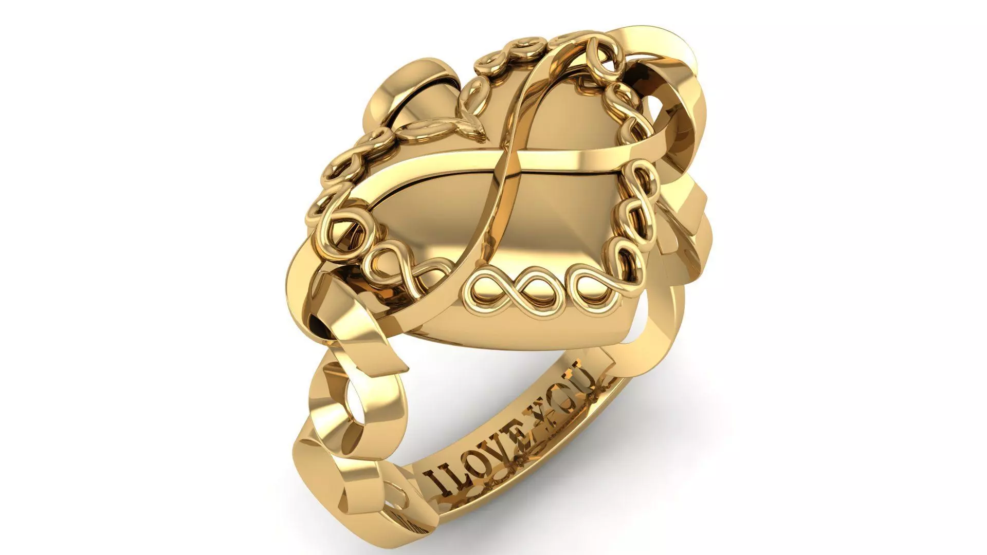Infinite Heart Ring 3D print model