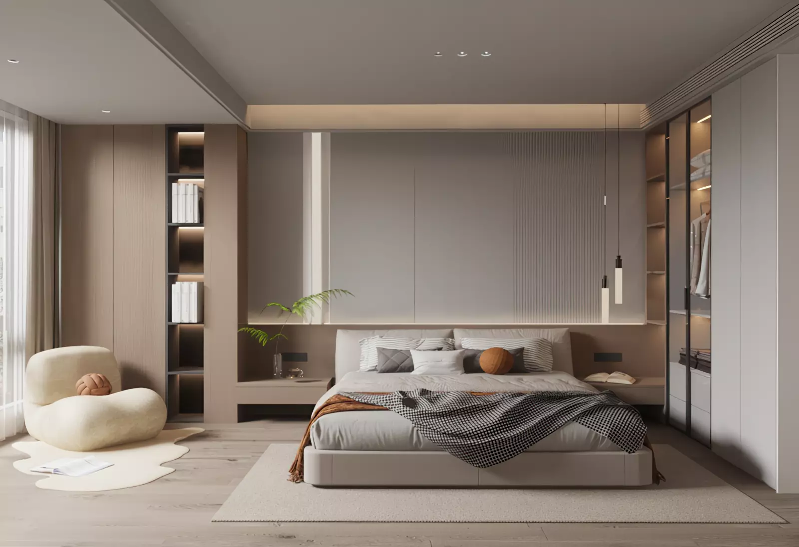 Modern Minimalist Master Bedroom Scene C4D RS 3D model