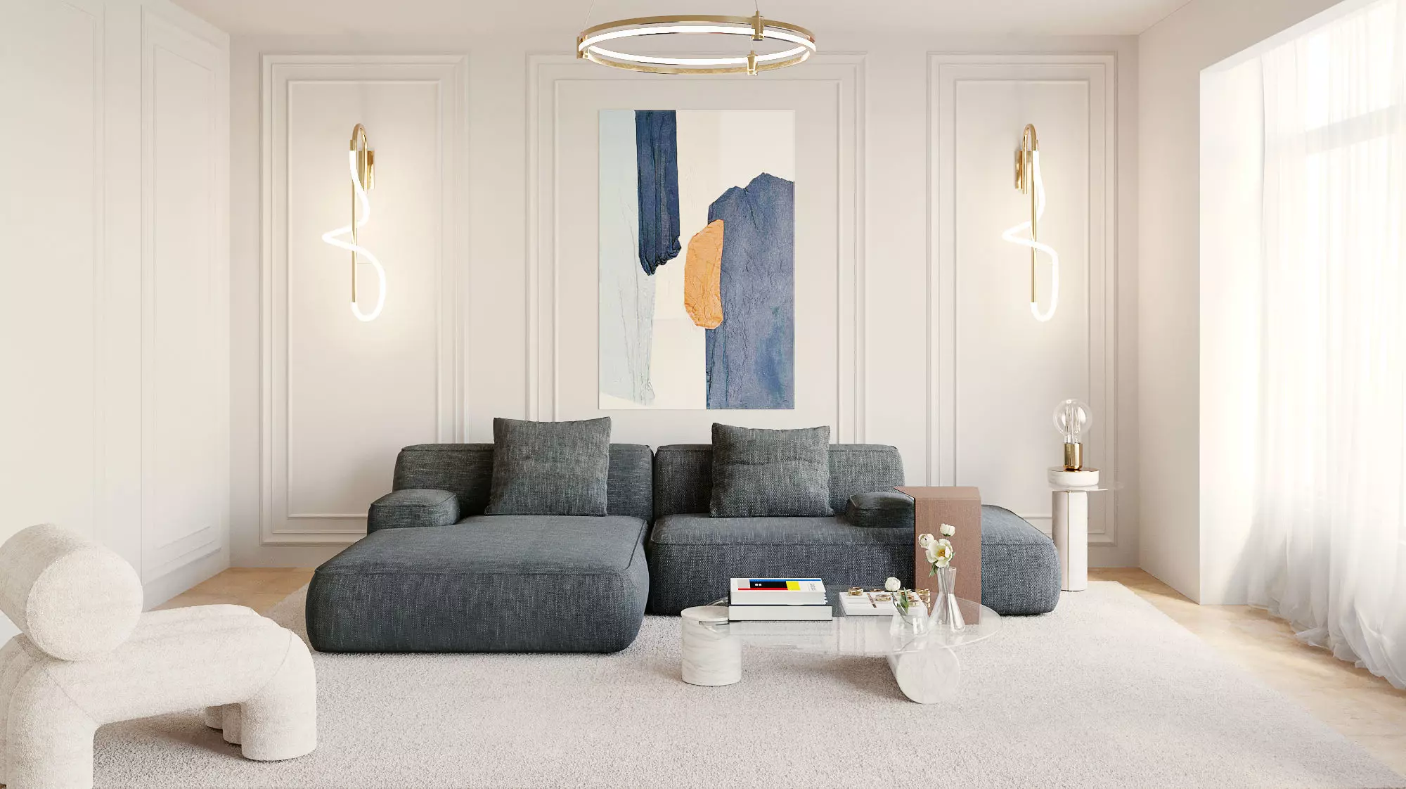 Living Room Blue Balance Low-poly 3D model
