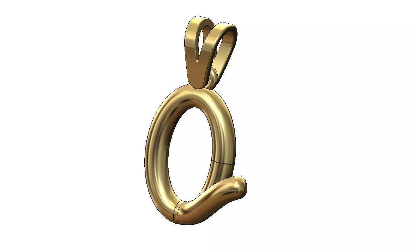 Q letter initial 3d lowercase wire pendant charm bail 3D print model