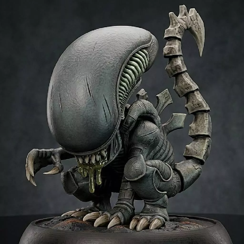 Chibi Cute and Deadly Xenomorph Presupported STL 3D print model