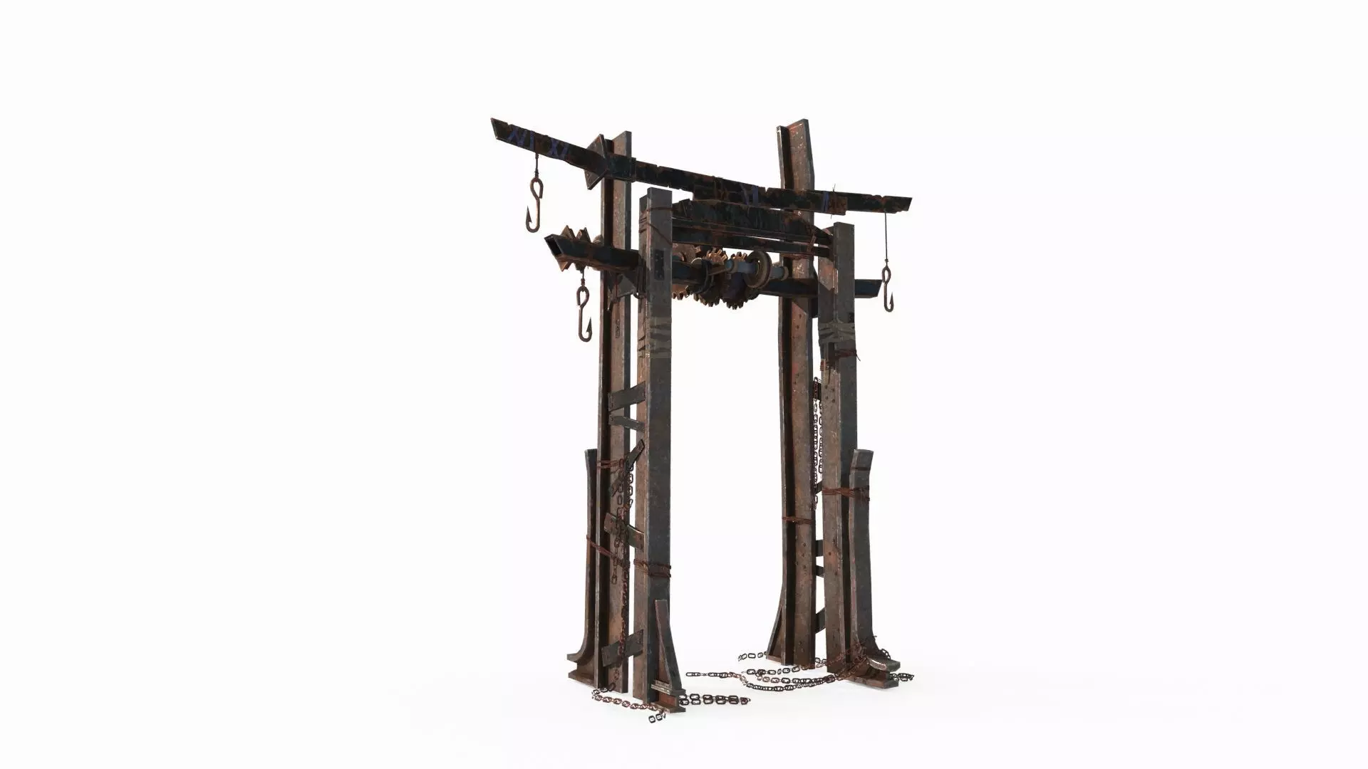 A post-apocalyptic style torii gate 3D model