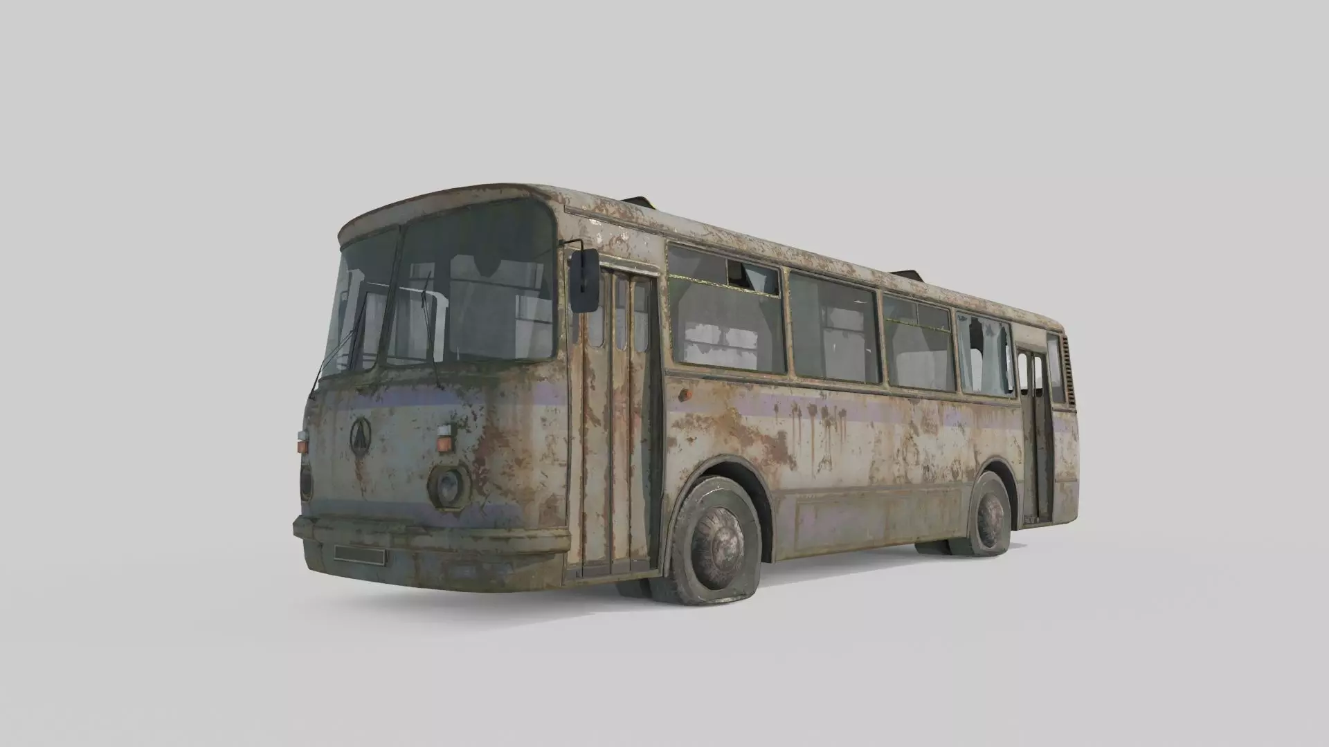 Future wasteland style abandoned bus 3D model
