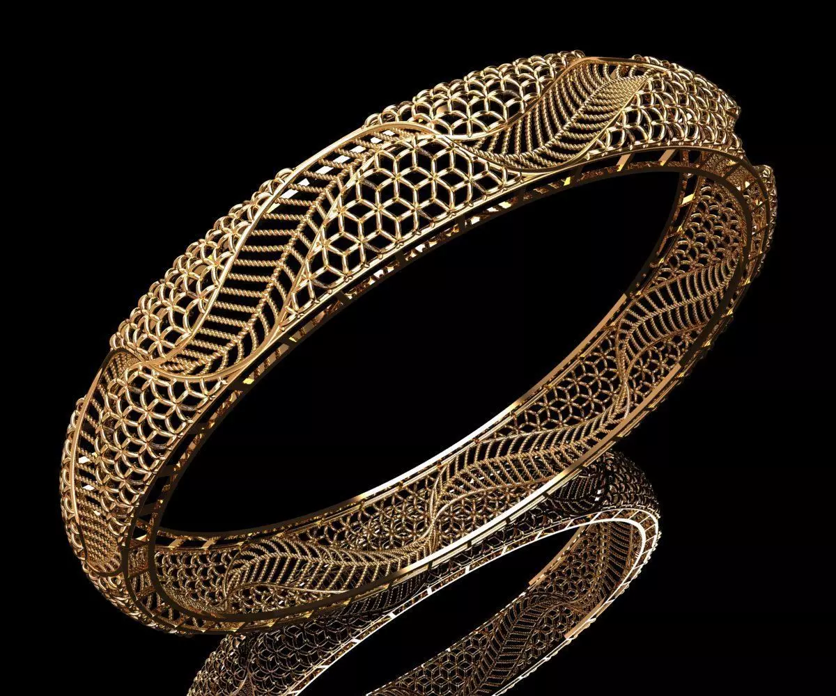 1490 Fern Gold Bangle 18gm 3D print model
