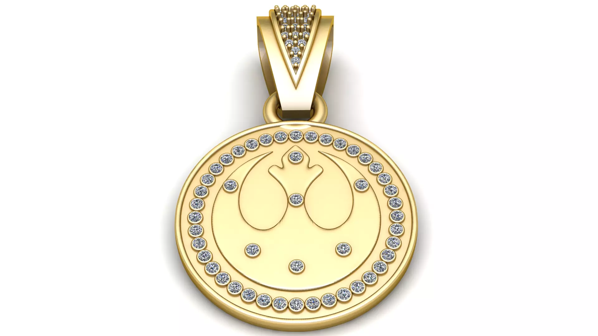 Gold Rebel Alliance Pendant with Diamond Accents 3D print model