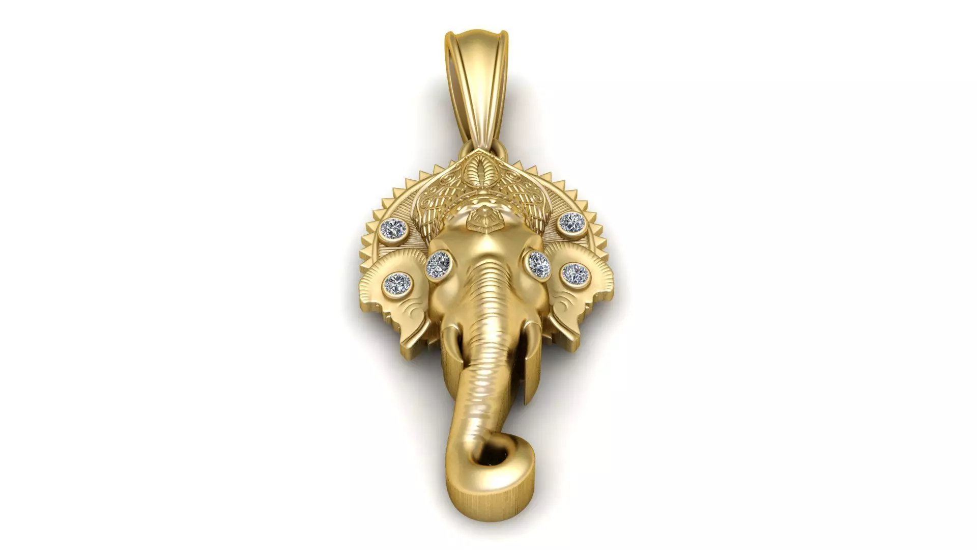 Silver Elephant Pendant with Blue Stones Spiritual 3D print model