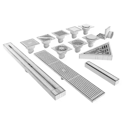 Bathroom Floor Drains Pack - Modern Shower Drain Models 3D model