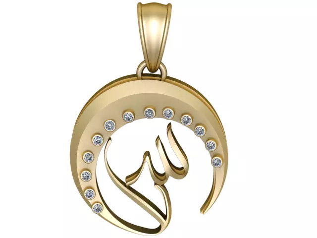 Gold Crescent Moon Pendant 3D print model
