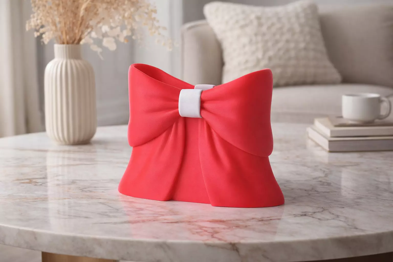 Satin Bow Vase Playful Ribbon-Inspired Vase 3D print model