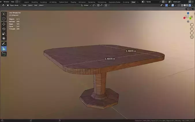 square table model High-quality low-poly 