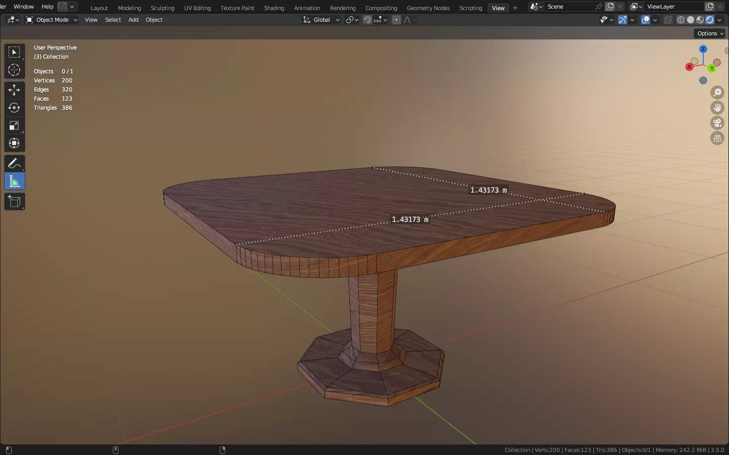 square table model High-quality low-poly Free low-poly 3D model