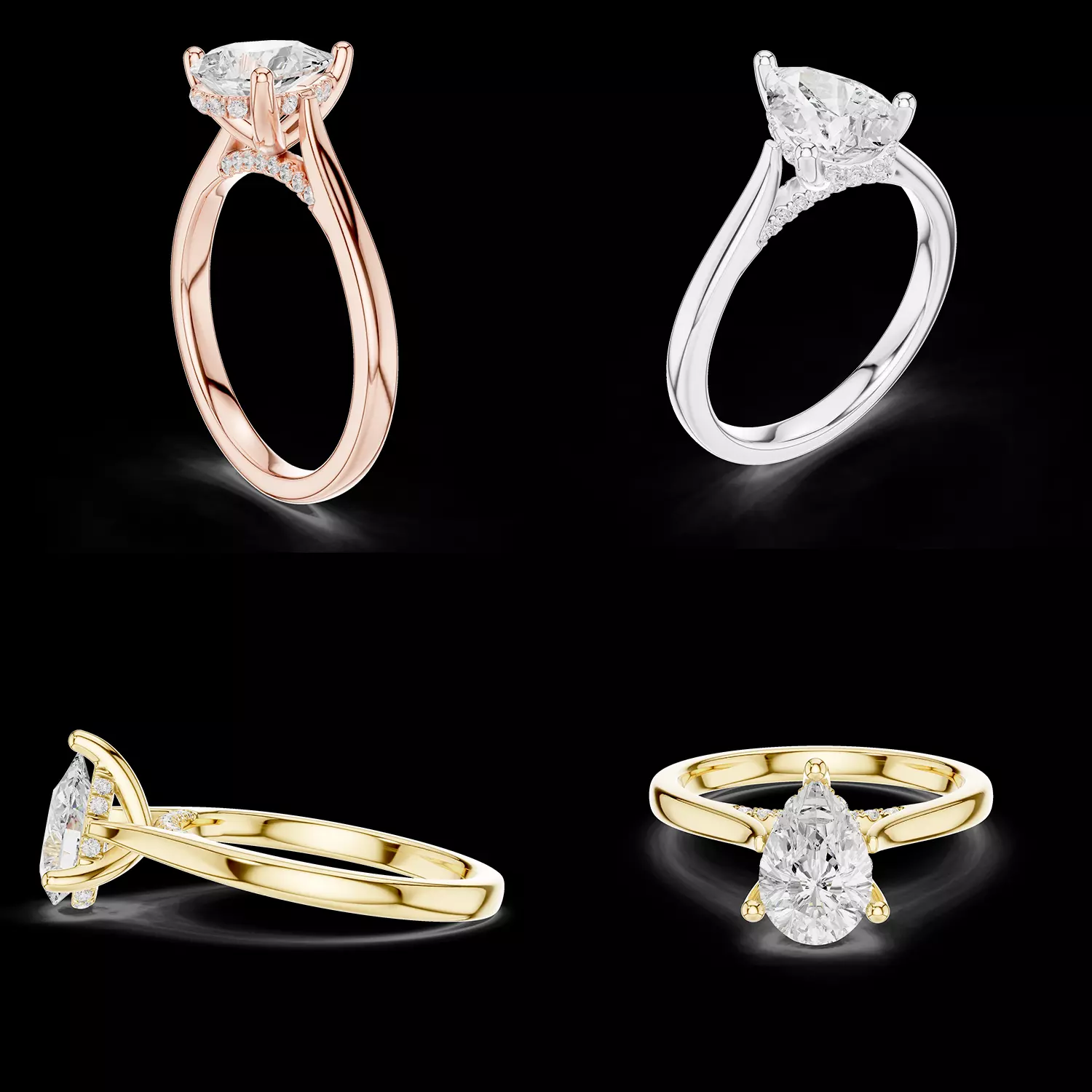 Pear Cut Solitaire Engagement Ring CAD Model Production Ready 3D print model