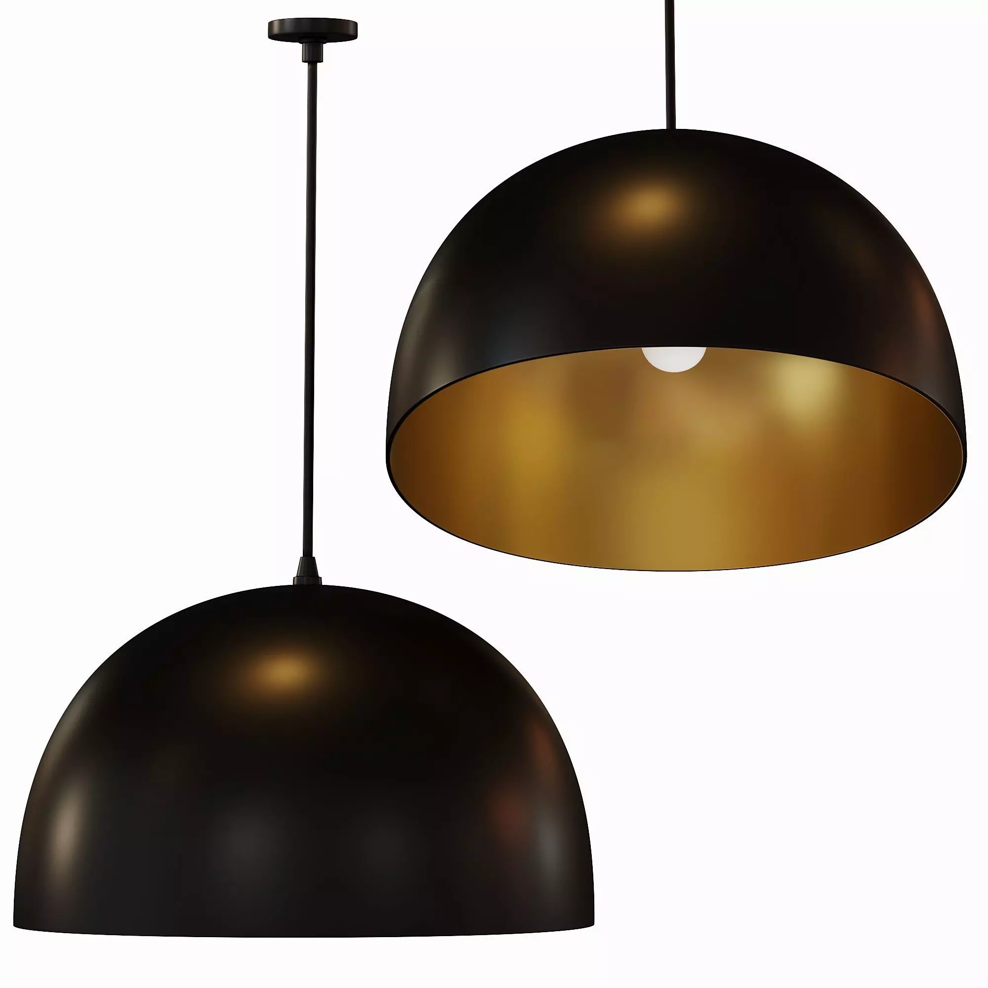 Modern Pendant Lamp 3D Model Black and Gold Hanging Light 3D model