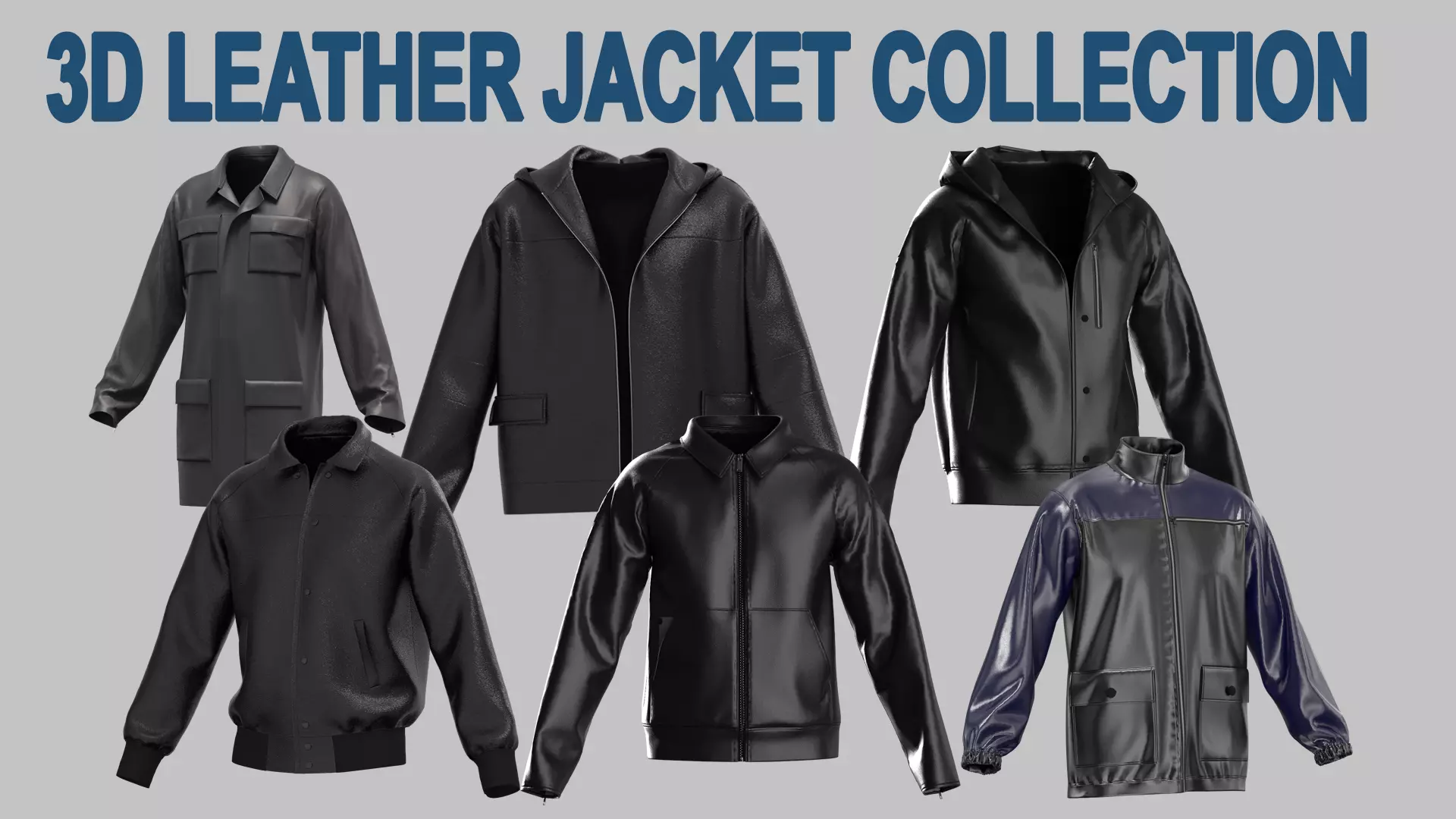 Male Leather Jacket Collection Low-poly 3D model