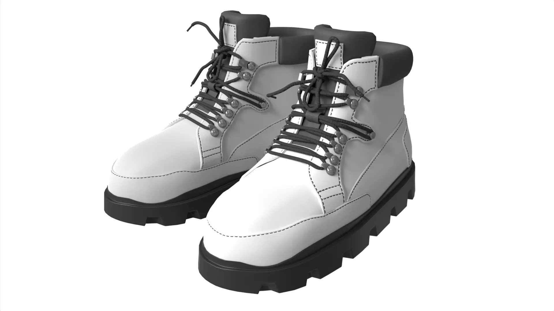 Modern Leather Combat Boots Black and White Military Style Low-poly 3D model