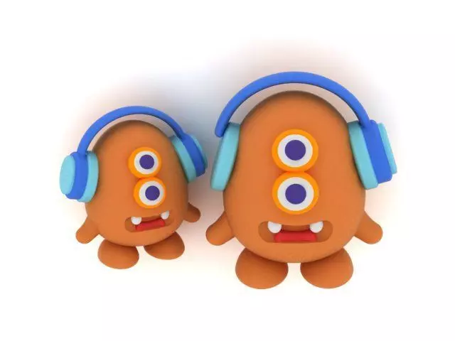 Cute Monster with Headphones 3D Model 3D print model