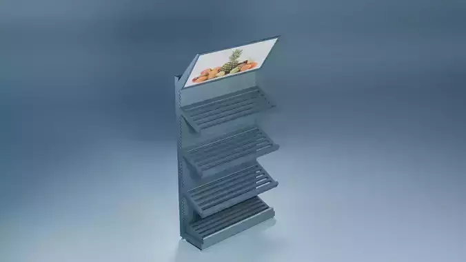 Supermarket Produce Display Stand with Inclined Trays Low-poly 3D model