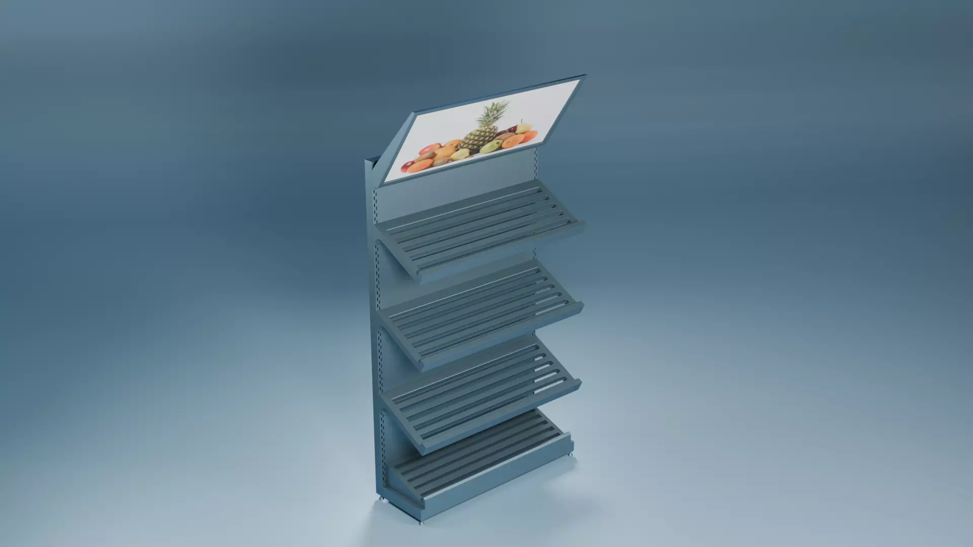 Supermarket Produce Display Stand with Inclined Trays Low-poly 3D model