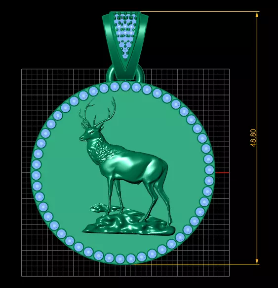 3D Printable Deer Pendant Model with Metal Weight Calculation 3D print model
