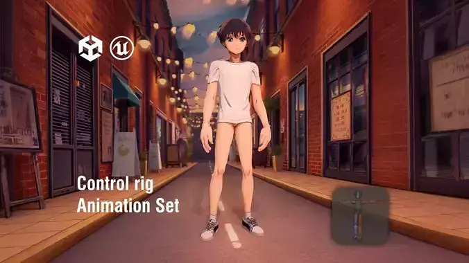 Anime Character in Cozy Street Scene