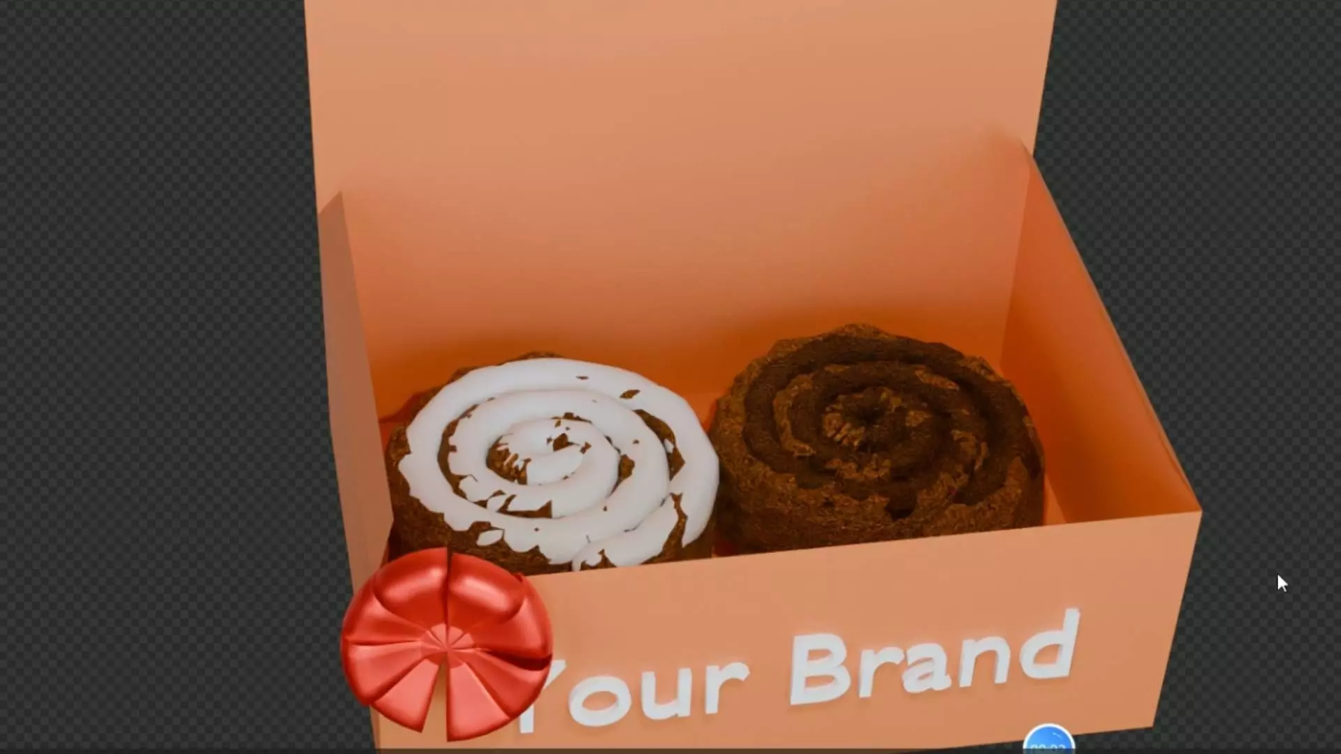 One box of cinnamon rolls in Blender 5 Low-poly 3D model