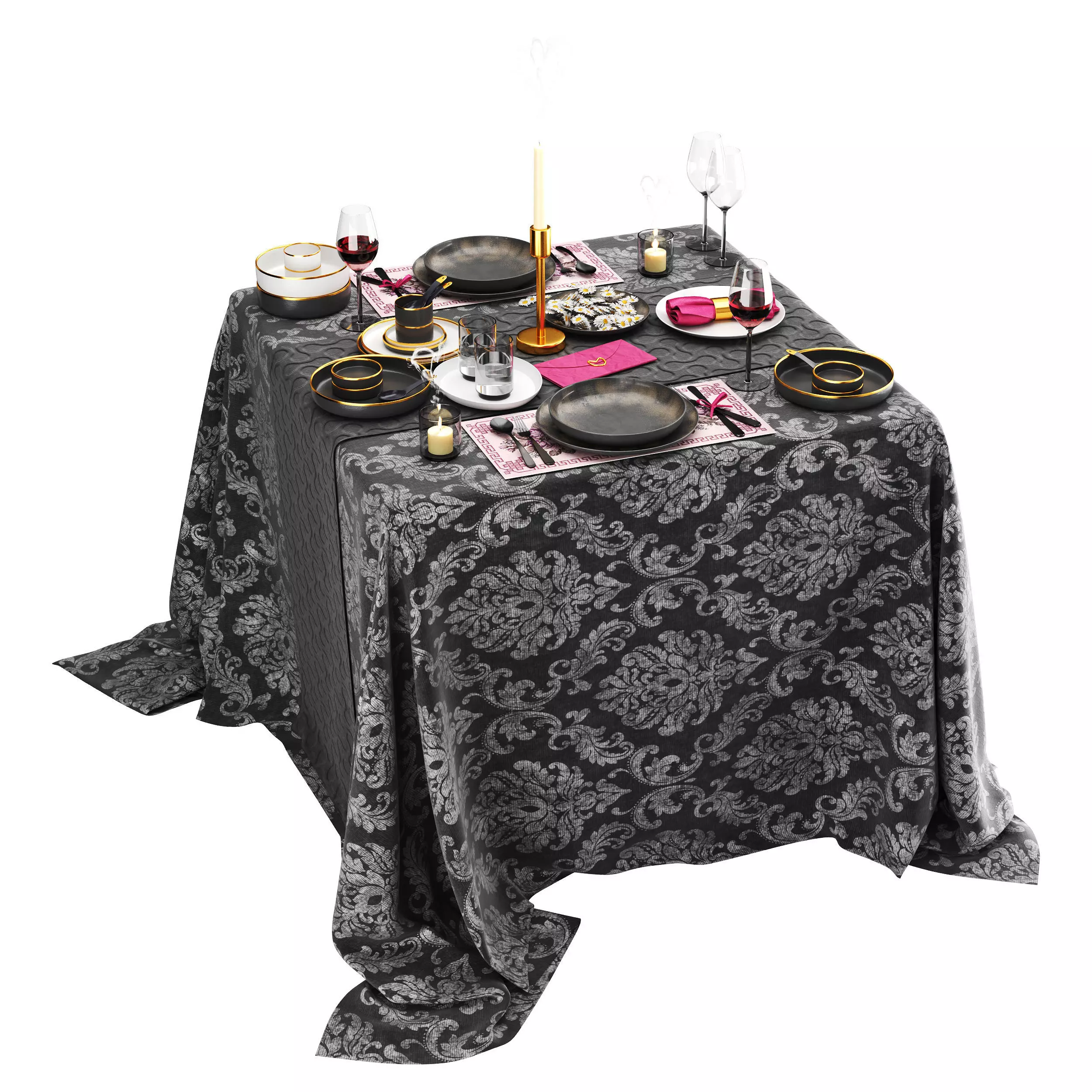 Dining set Low-poly 3D model