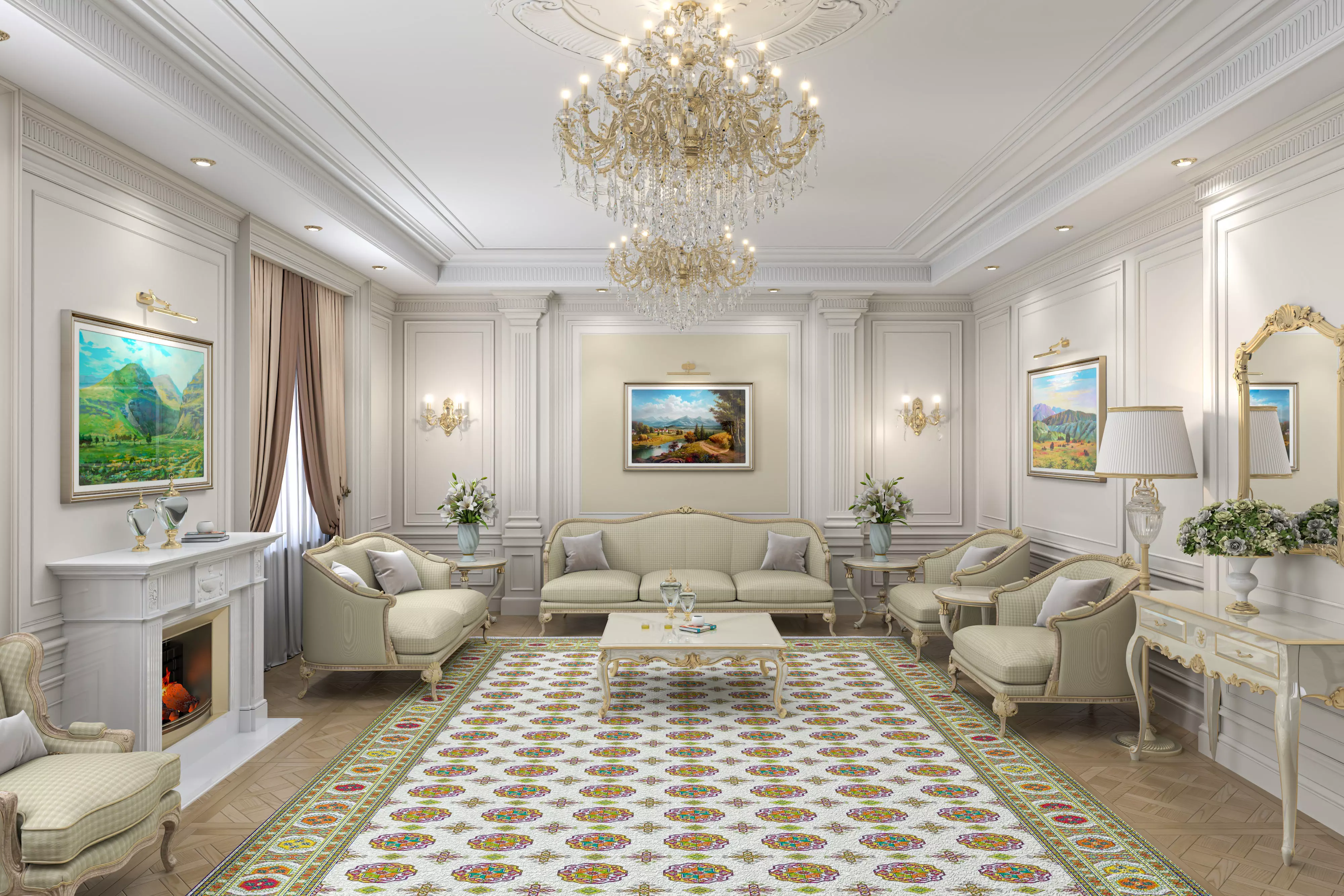 Ultra Luxury Neoclassic Living room 3D model