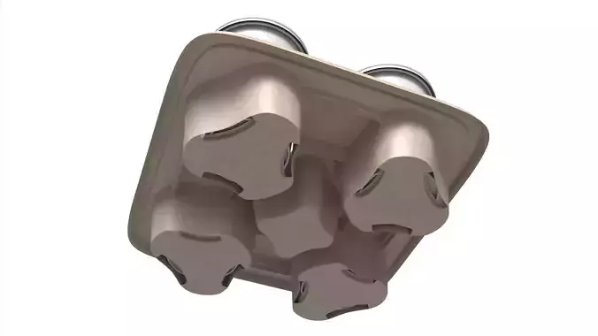 Mockup Cardboard Coffee Cup Carrier 4-Pack Fiber Drink Holder Low-poly 3D model 4