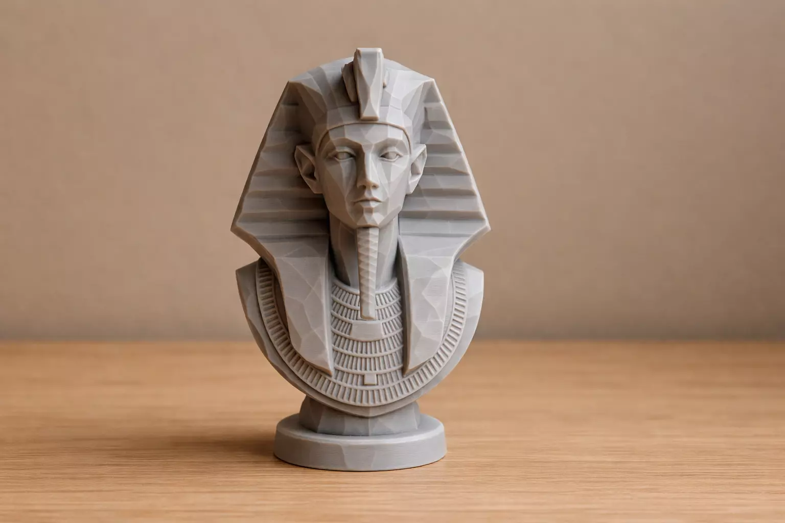 Low Poly Egyptian Pharaoh Bust Collectible Statue 3D print model
