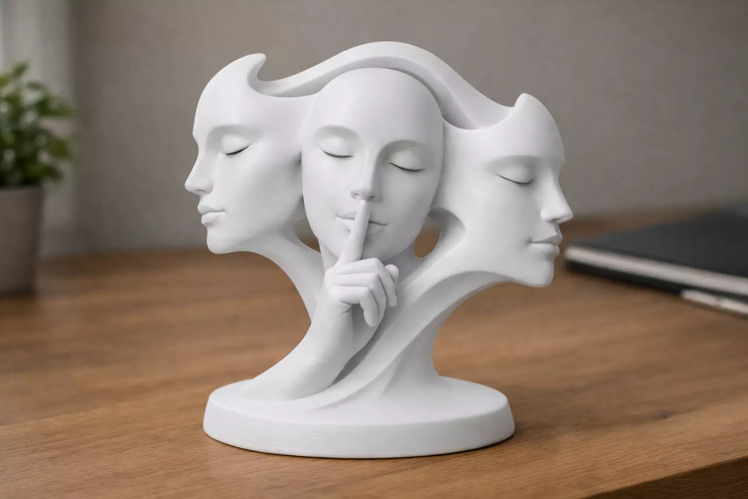 Silent Faces Abstract Sculpture Figurine Decorative Statue 3D print model