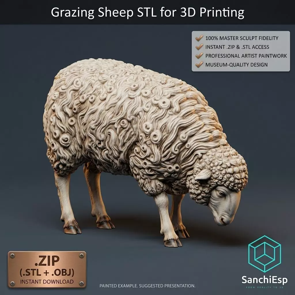 Grazing Sheep STL for 3D Printing 3D print model