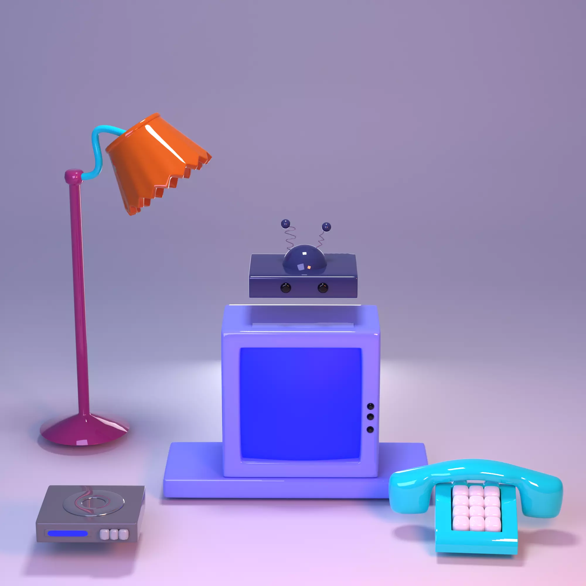 Retro Cartoon Asset Pack Low Poly FBX Low-poly 3D model