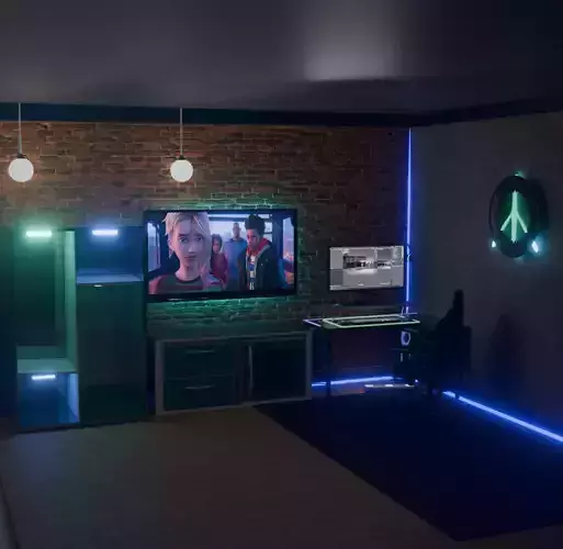 simple game room Low-poly 3D model