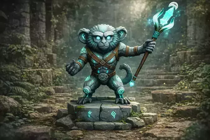 Stone Guardian Statue Pack Stylized Fantasy marmoset