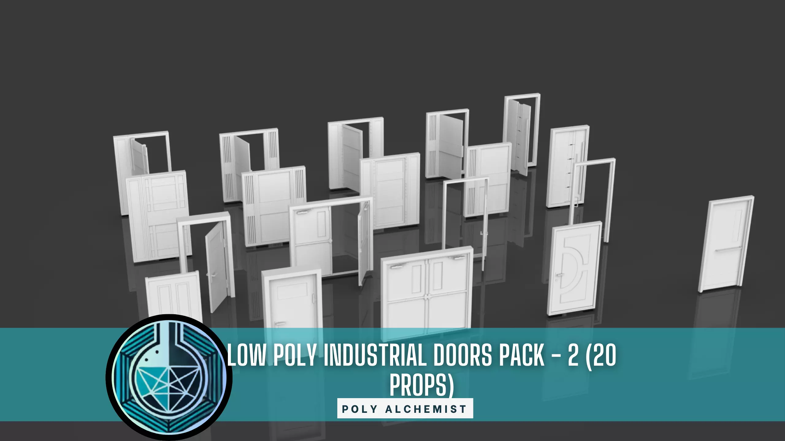 Low Poly Doors Pack - 2 - Untextured - 10 Props Low-poly 3D model